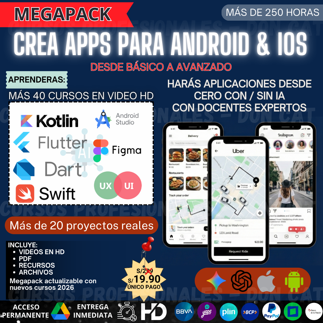 MEGAPACK CREACIÓN DE APPS PARA ANDROID & IOS